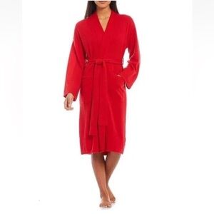 NWOT VAN WINKLE & CO Women’s Sz L Red Long Sleeve Cashmere Lounge Kimono Robe